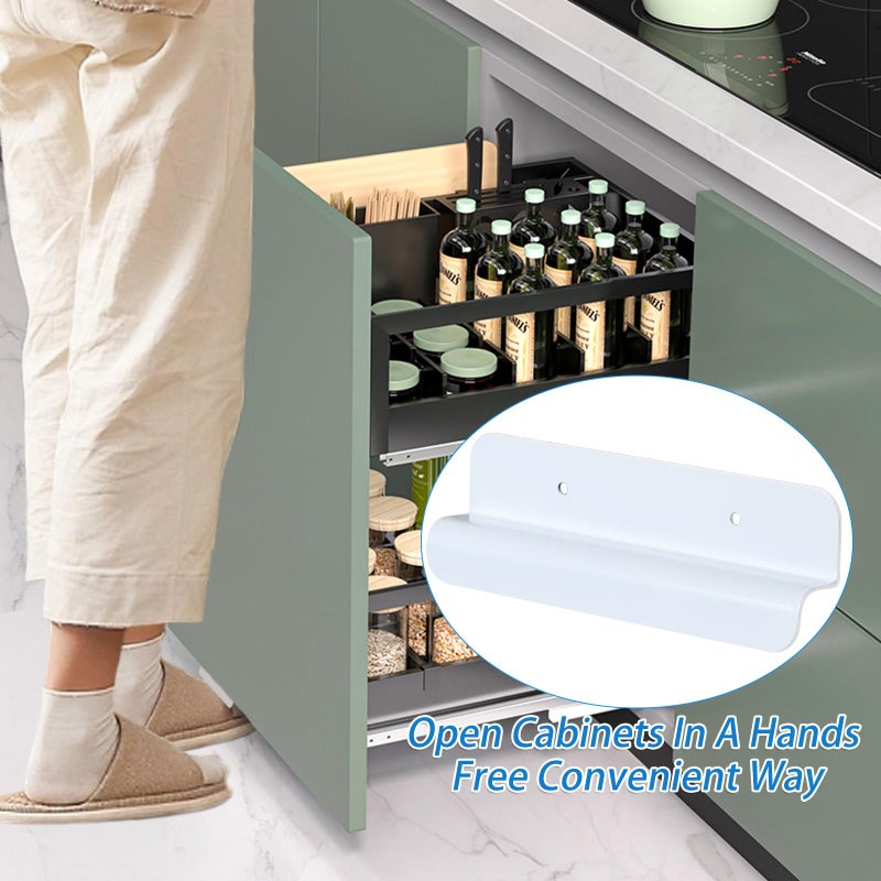 Sozize Cabinet Foot Pull for Trash Can - Touchless Handle for Full Overlay Cabinet Door (1pcs, White) - Image 5